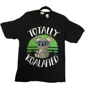 T-shirt Large Unisex Black Koala Totally Koalafied Cotton Chest 43" Animal Lover
